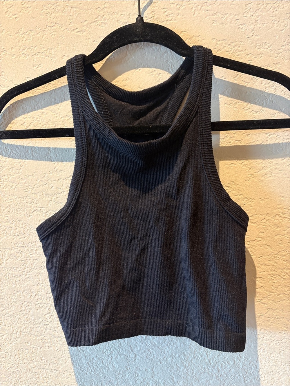 BuffBunny | Black Ribbed High-Neck Crop Tank